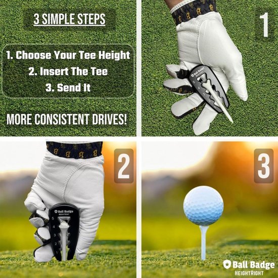 Set van 3 Verstelbare Golf T-Tees met 5-Way Hoogte-instelling voor Precisietraining en Verbetering van Swingtechniek — afbeelding 4