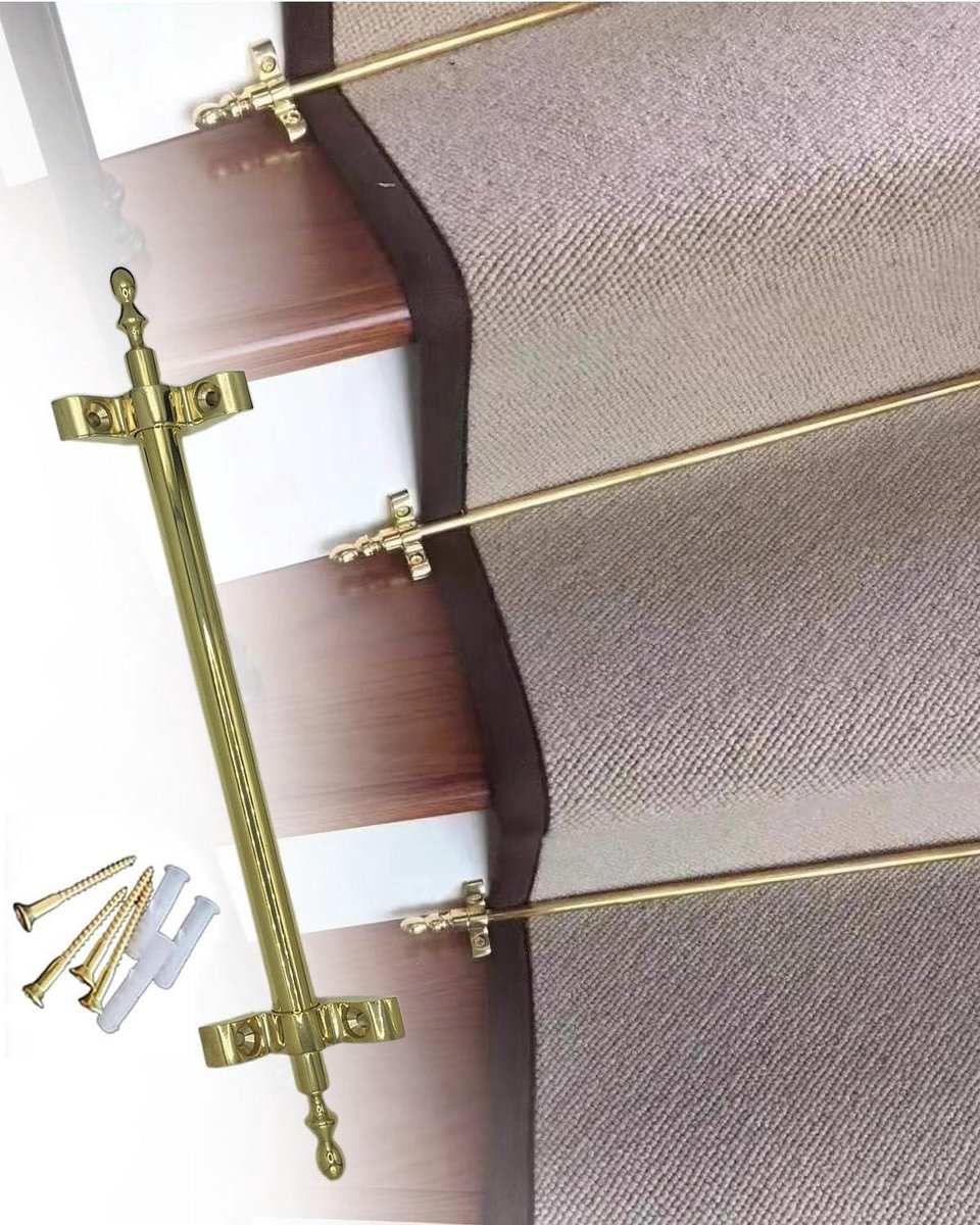 Trapstang voor Tapijt - Runner Bevestiging - Veiligheid Trap - Massief Messing - 104 cm - Goud