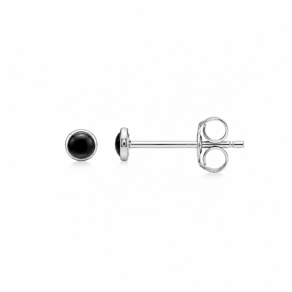 House of Jewels - Kleine 2mm Zwarte Onyx Oorknoppen - 925 Zilver - Onyx Oorbellen