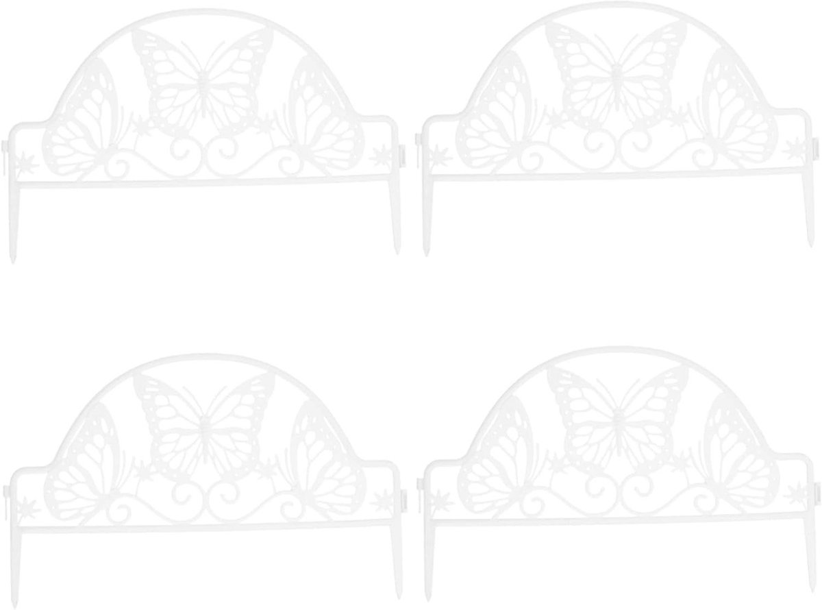 Tuinafscheiding Plastic - Tuinrand Decoratie - Tuin Afzetten - Eenvoudige Installatie - 4 stuks - Wit