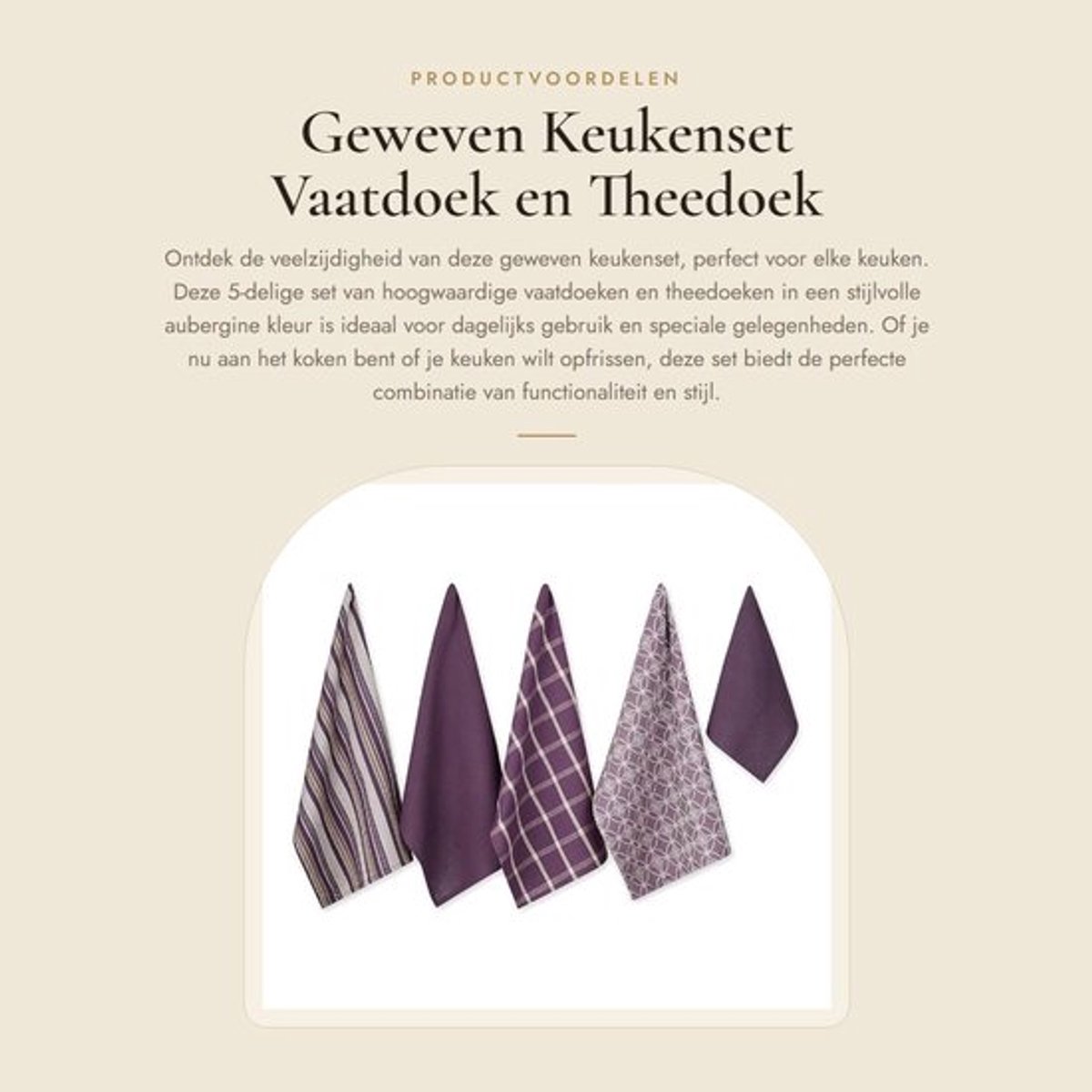 Vaatdoek 18x28 - Vaatdoek 13x13 - 5-delig - Katoen - Geweven - Perfect voor elke gelegenheid - Keukendoek