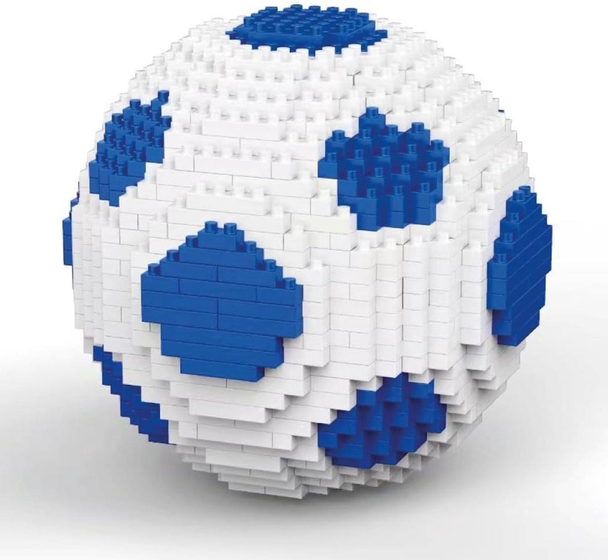 Mini Voetbal Bouwset - Bouwstenen Voetbal - Model Bouwen - Opbergbaar Ontwerp - 850 Delen - Wit-Blauw