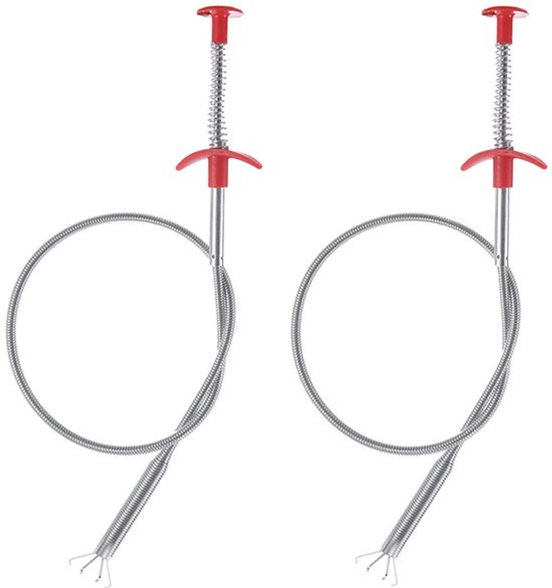 2-pack flexibele sterke afvoerontstopper, 60 CM afvoergootsteenontstopper Sink Drain Snake Grabber Spring Drain Hair Remover Tool voor gootsteen Badkamer Bad Toiletafvoeren (grijs)