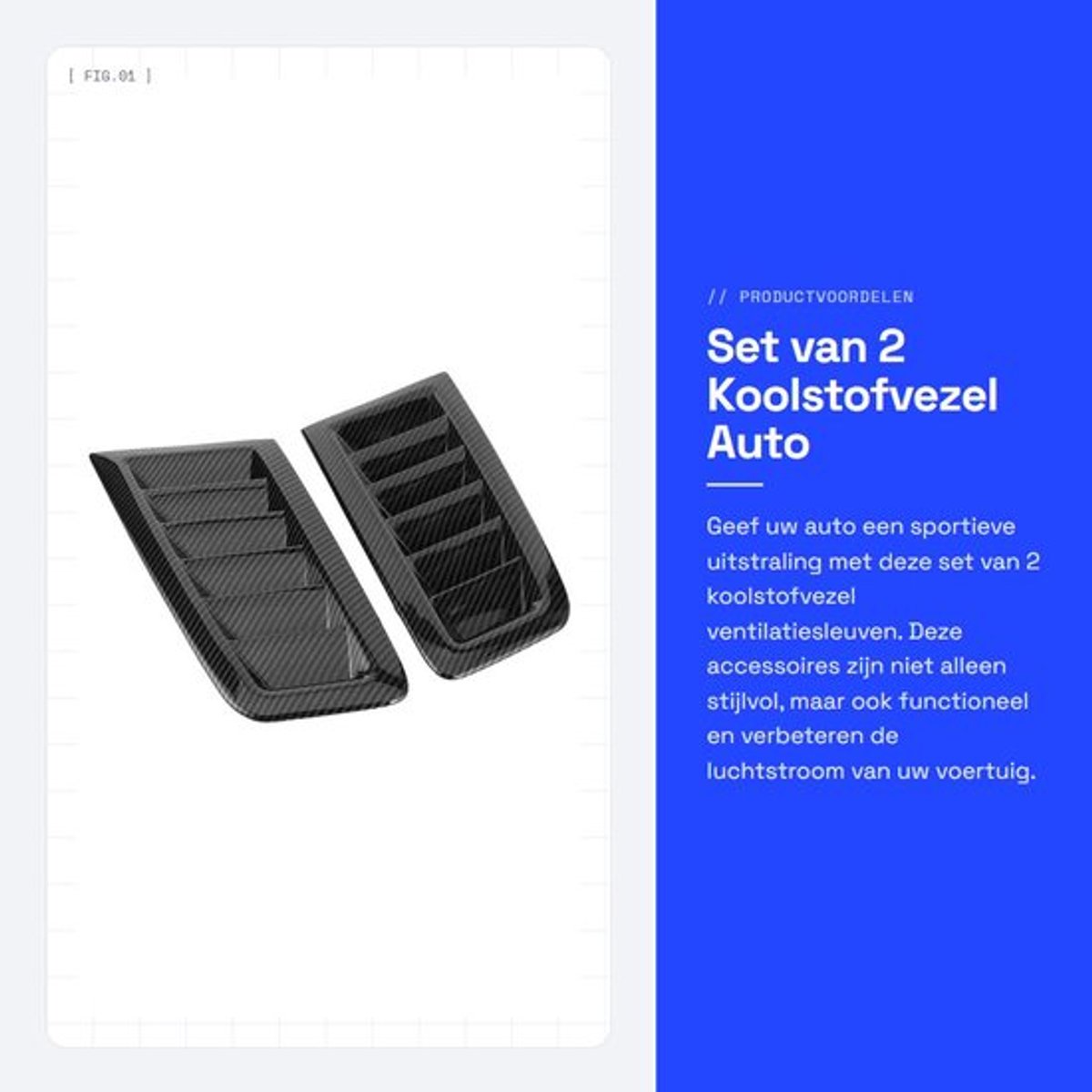 Luchtinlaat Vents 2 Stuks - Koolstofvezel - Slijtvast - Auto Accessoires - MK2 Stijl - Sportief Ontwerp - Ventilatiesleuven