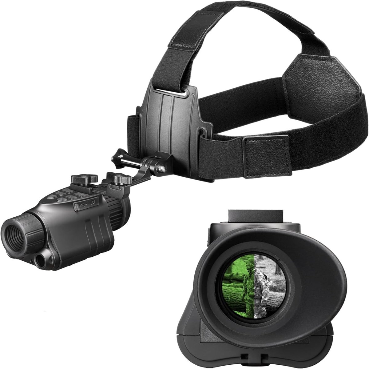 Nachtkijker met infrarood - Zwart - 1x Vergroting - Helm Nachtzichtbril met Dual IR Led - Voor Airsoft en Nachtobservatie