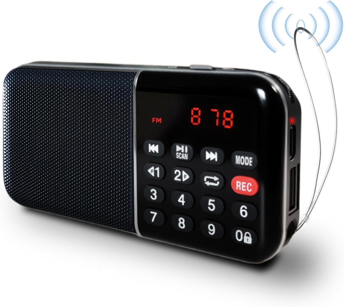 Noodradio solar en opwindbaar - Zwart - Draagbare mini FM-radio met MP3-speler en oplaadbare batterij - Voor reizen en outdoor