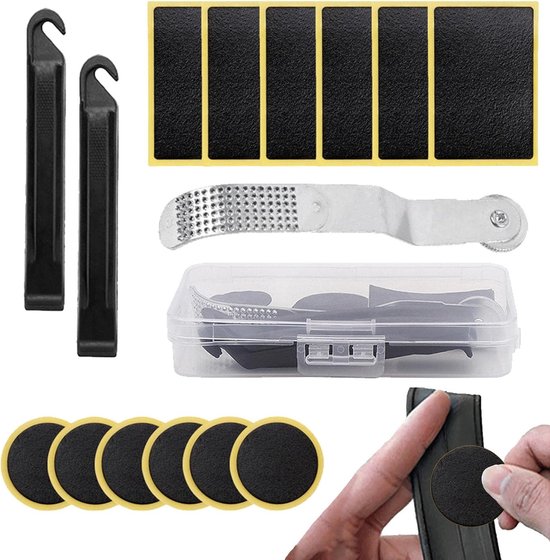 Fietsband Reparatieset - Bandenplakker Kit - Lekke Band Repareren - Waterdichte Rubber Patches - 15-delige Set - Zwart — afbeelding 4