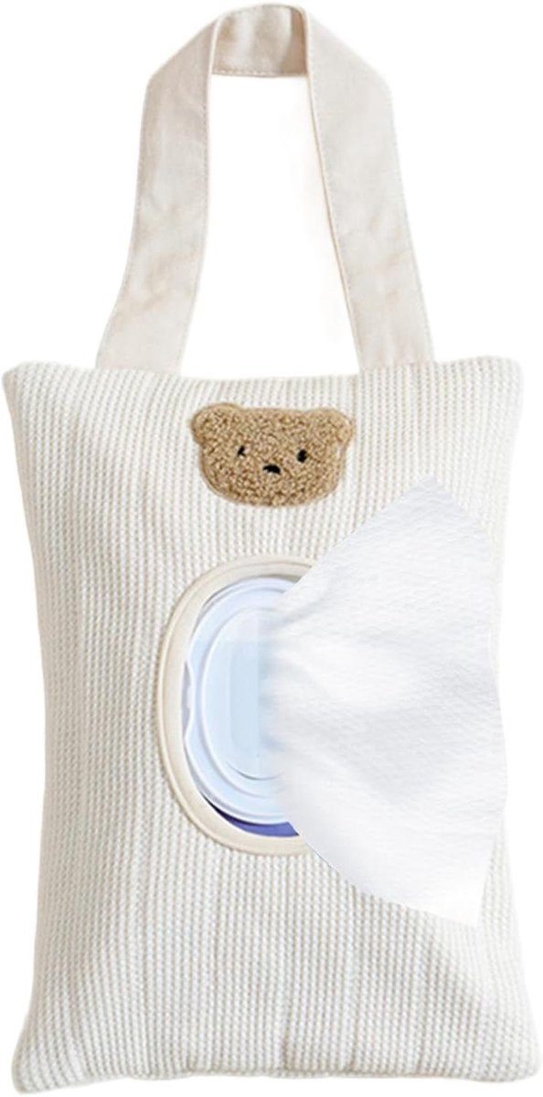 Navulbare Doekjes Dispenser - Vochtige Doekjes Houder - Baby Verzorging - Wandmontage Mogelijk - 17 x 25 cm - Crèmekleurig
