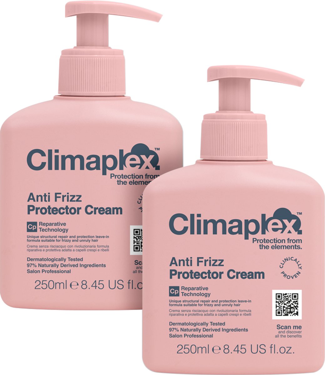 Climaplex Anti Frizz Protector Cream Voordeelverpakking - Anti-Statisch - Beschermt Tegen Weerselementen - Voor Weerbarstig Haar - 250ml - 2 Stuks