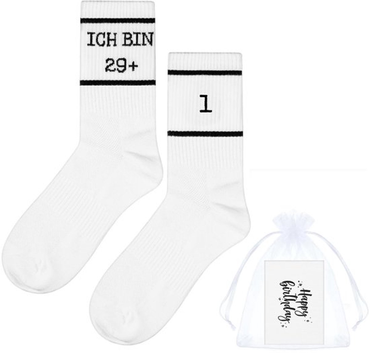 Verjaardagssokken Grappig Cadeau - 30e Verjaardag - Wenskaart - Organza Zakje - Katoen - One Size - Verjaardagscadeau