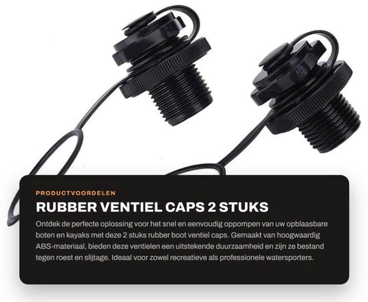 Rubber Bootventiel - 2 Stuks - Hoogwaardige ABS - Antilek - Voor Opblaasbare Boten/Kayaks - Eenvoudige Montage - Duurzaam - Luchtventiel