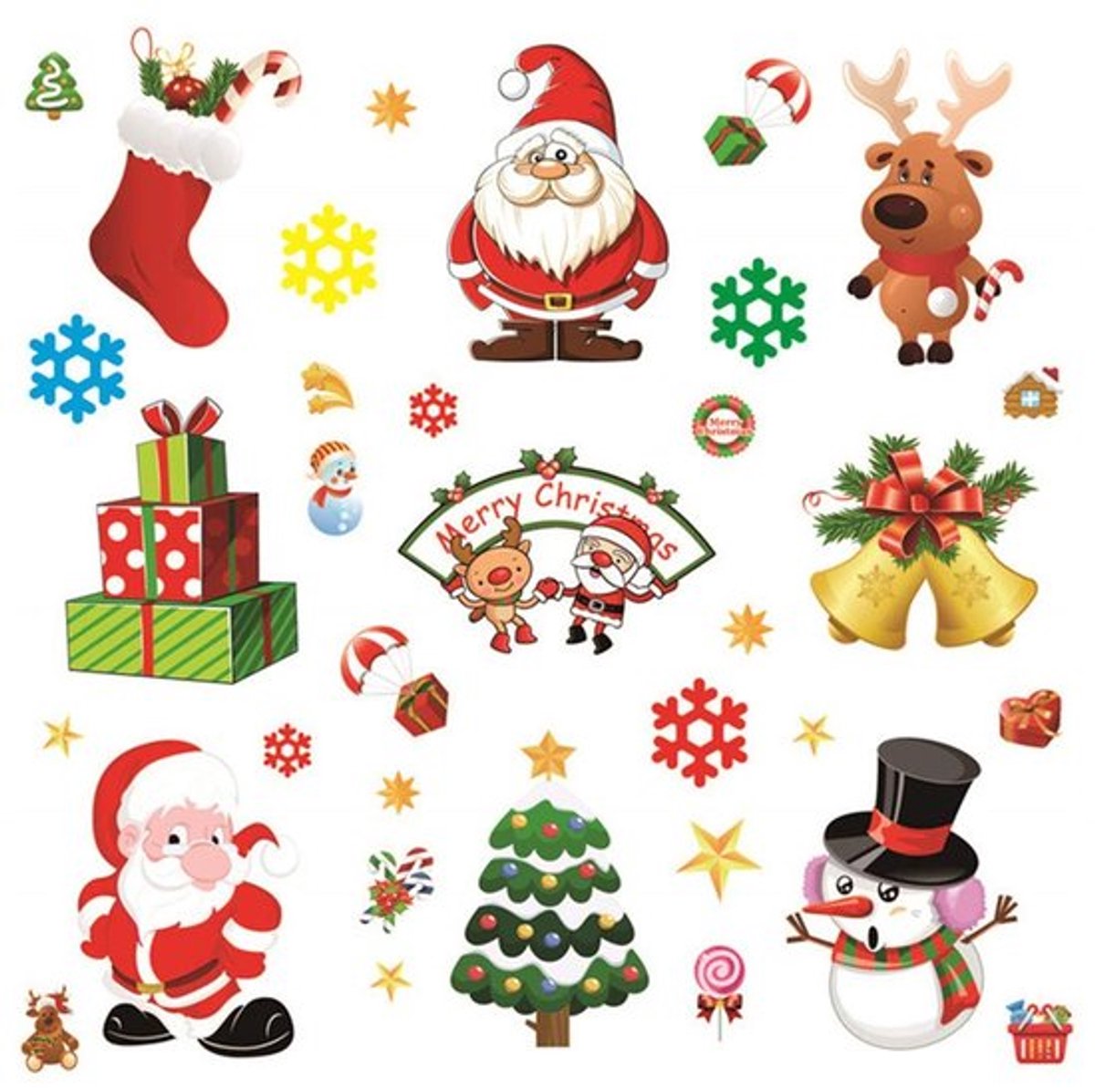 Vensterstickers Kerst - 10 Vellen - Muurstickers - Raamstickers - Eenvoudig aan te brengen - Hoge kwaliteit PVC