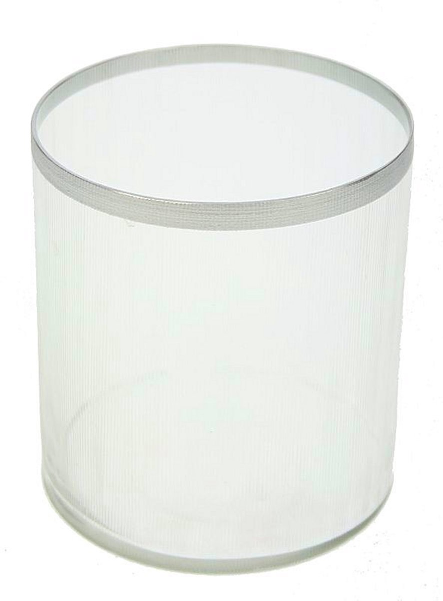 Windlicht matglas met zilv.k. randje Ø9,5x10,5cm