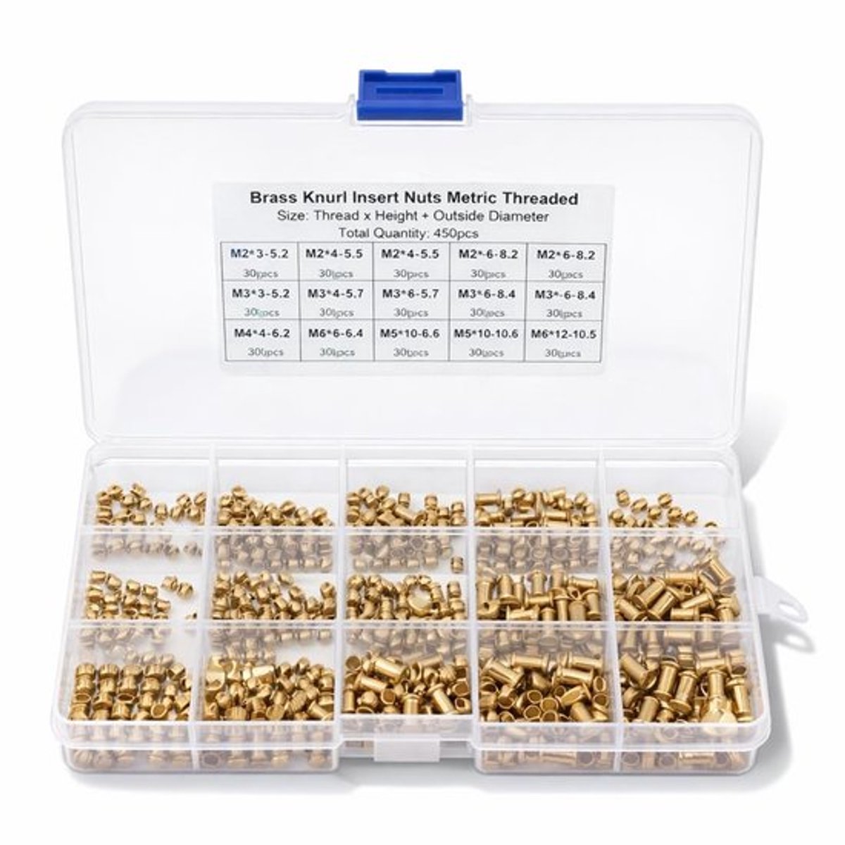 Messing Insertmoeren 450PCS - Geprofileerde Moeren - Gietmoeren - Voor DIY/Industrieel Gebruik - Hoogwaardige Messing - Duurzaam en Betrouwbaar