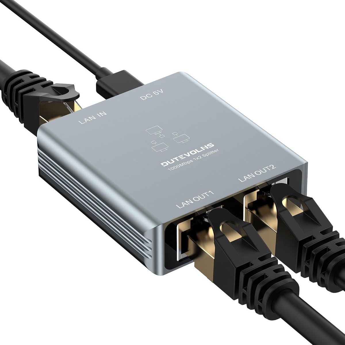 Netwerksplitter - Zilver - 5,6 x 5,3 x 1,7 cm - Aluminium Ethernet Switch 1 op 2 - Voor Computer en Router