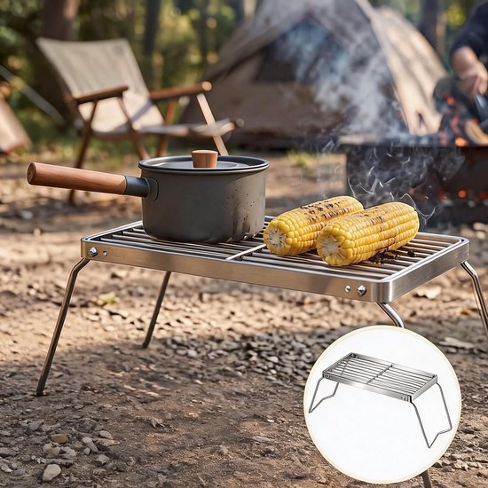 Draagbare Houtskoolgrill - Tafelbarbecue Voor Buiten - Opvouwbaar Barbecuegrill - Voor Bij Het Kampvuur - 30x16x40 cm - Roestvrij Staal - BBQ Grill - Voor Kamperen, Wandelen, Picknicken en Reizen — afbeelding 5