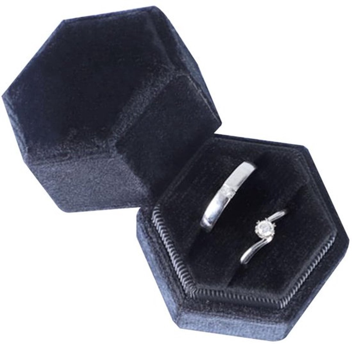 Ringdoosje Fluwelen Hexagonaal - Sieradendoos - Huwelijksceremonie - Verloving - Aanzoek - Luxe Bescherming - Sieradenbox