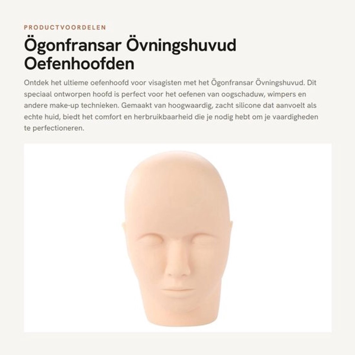 Oefenhoofd Realistisch - Oefenhoofd Kappershoofd - Oefenhoofd Silikon - Oefenhoofd Make-up - Oefenhoofd Massage - Herbruikbaar en Makkelijk Schoon te Maken - Oefenpop