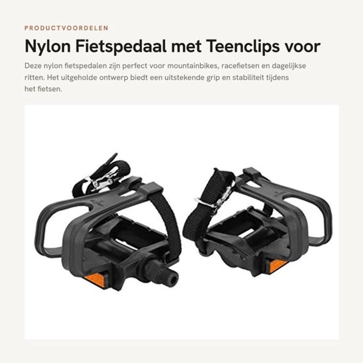 Fietspedaal Nylon - Uitgehold ontwerp - Teenklemmen/Riemen - Duurzaam - Lichtgewicht - Voor mountainbikes/stadsfiets - Fietsaccessoires