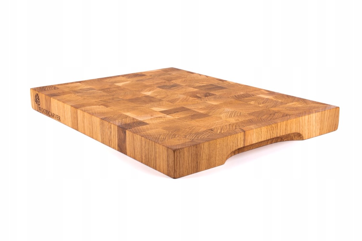 Eikenhouten Staand Hackblock 40x30x3,5cm met Gefreesd Handvat