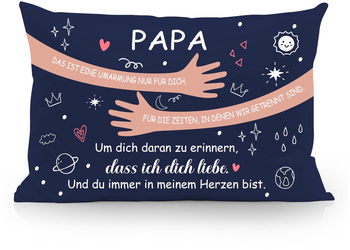 Kussenhoes met boodschap voor Papa - 45x45 cm en 75x50 cm