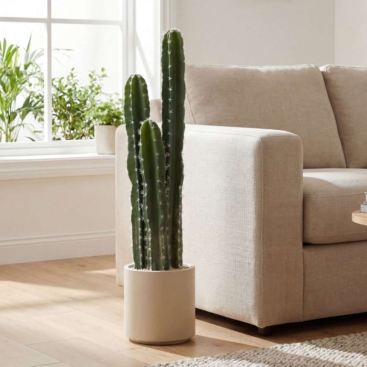 MIVRAY Kunstplant – Realistische Cactuslook – 95 cm – Kunststof – Groen – Met Pot Voor Binnen in Woonkamer, Slaapkamer of Kantoor