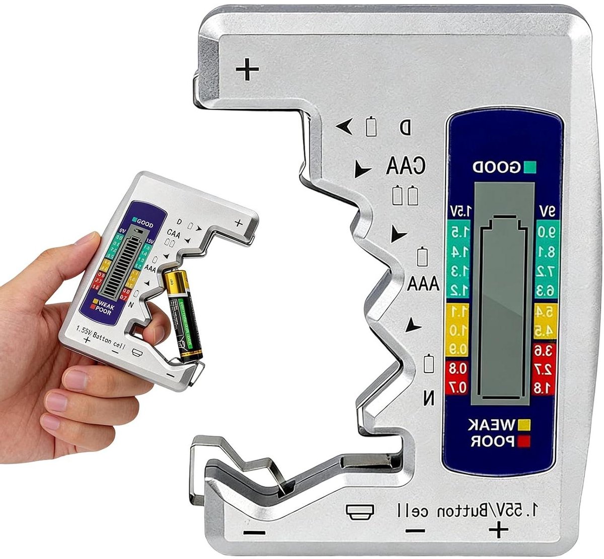 Digitale Batterijtester - Batterij Controle Apparaat - Batterijen Testen - LCD Scherm - 15 x 10 x 2 cm - Zwart