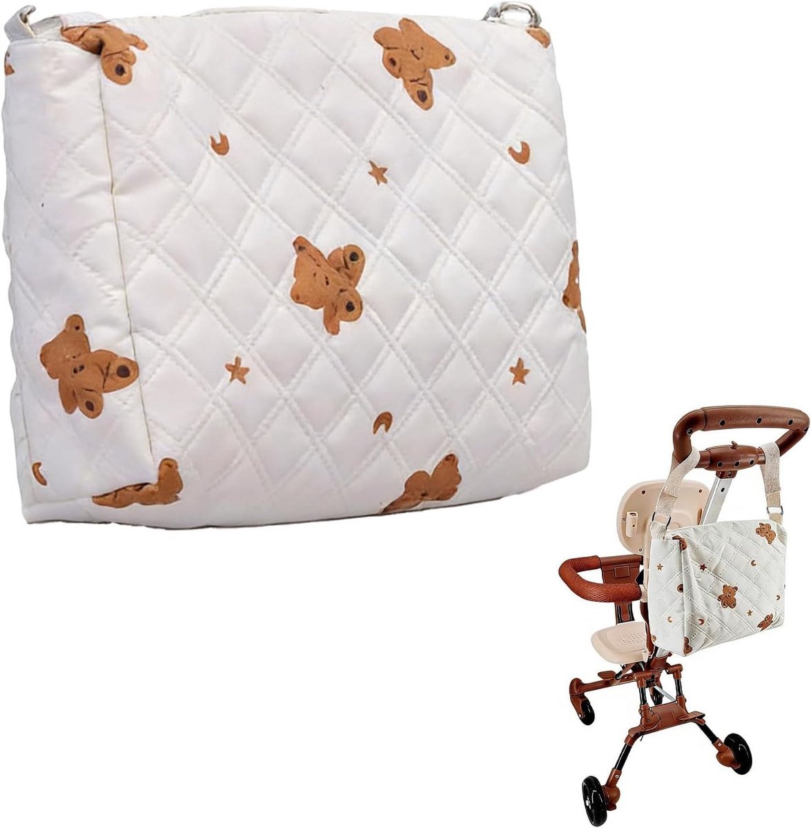 Babyluiertas met Borduurwerk - Kinderwagentas Luiertas - Baby Benodigdheden Organiseren - Licht en Ruim Design - 100 gram - Niet gespecificeerd