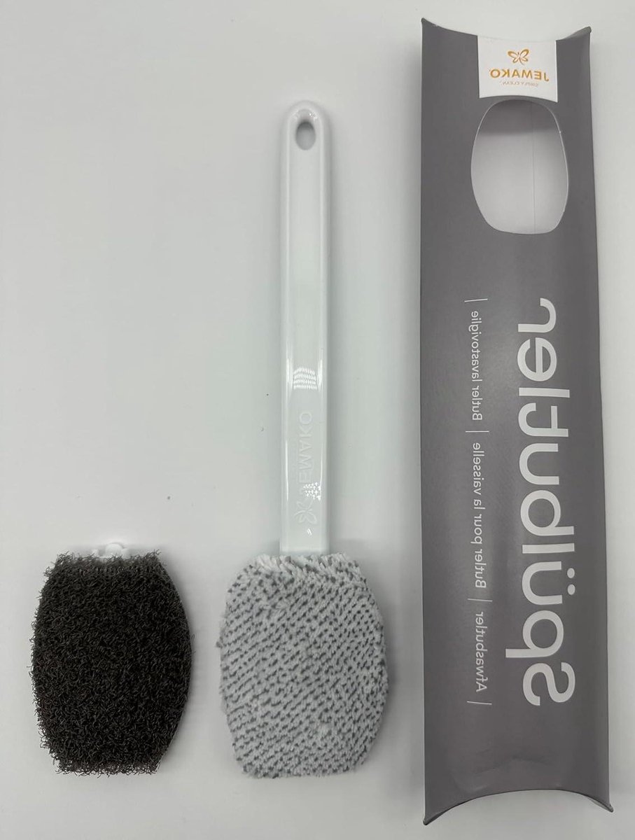 Afwasborstel Houder - Spoelbak Organizer - Keuken Opruimen - Vervangbare Kop - 32 cm - Grijs