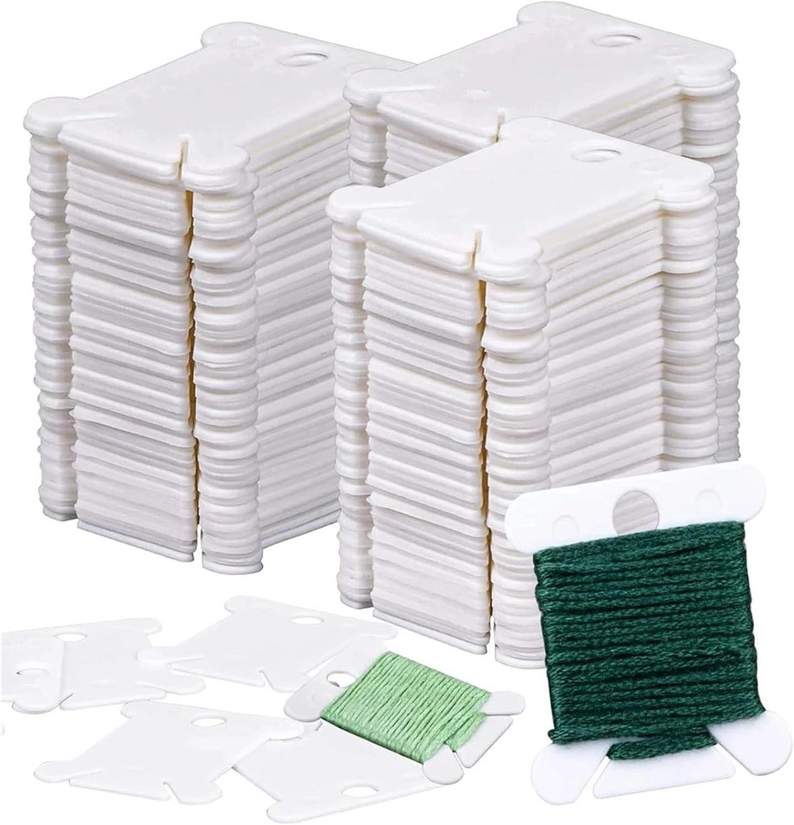 Borduurgaren Organizer - Garen Klotsen - Draad Opslag - Gladde Plastic - 500 stuks - Wit