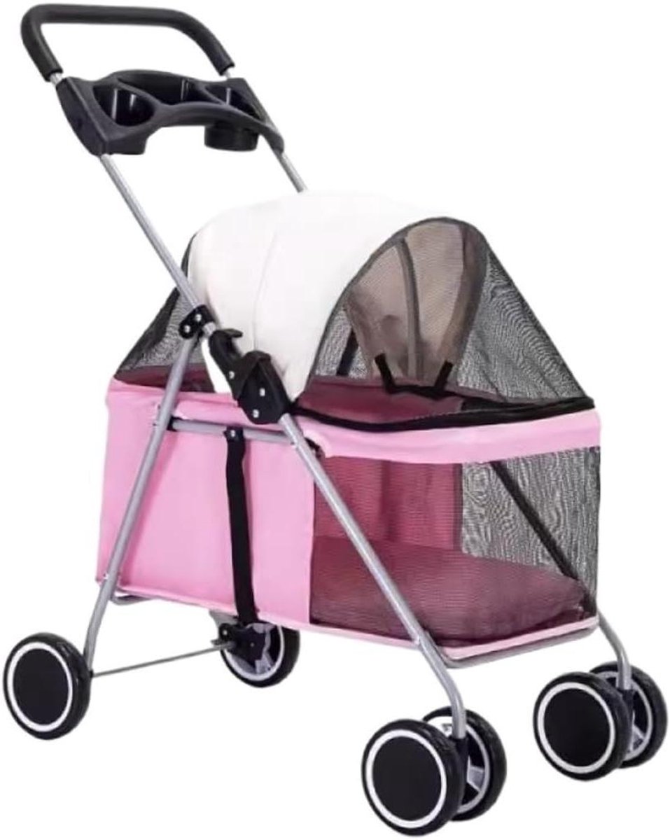 Huisdier Wandelwagen - Hondenbuggy Kattenwagen - Comfortabel Transport - Opvouwbaar Ontwerp - 10 kg Draagkracht - Zwart