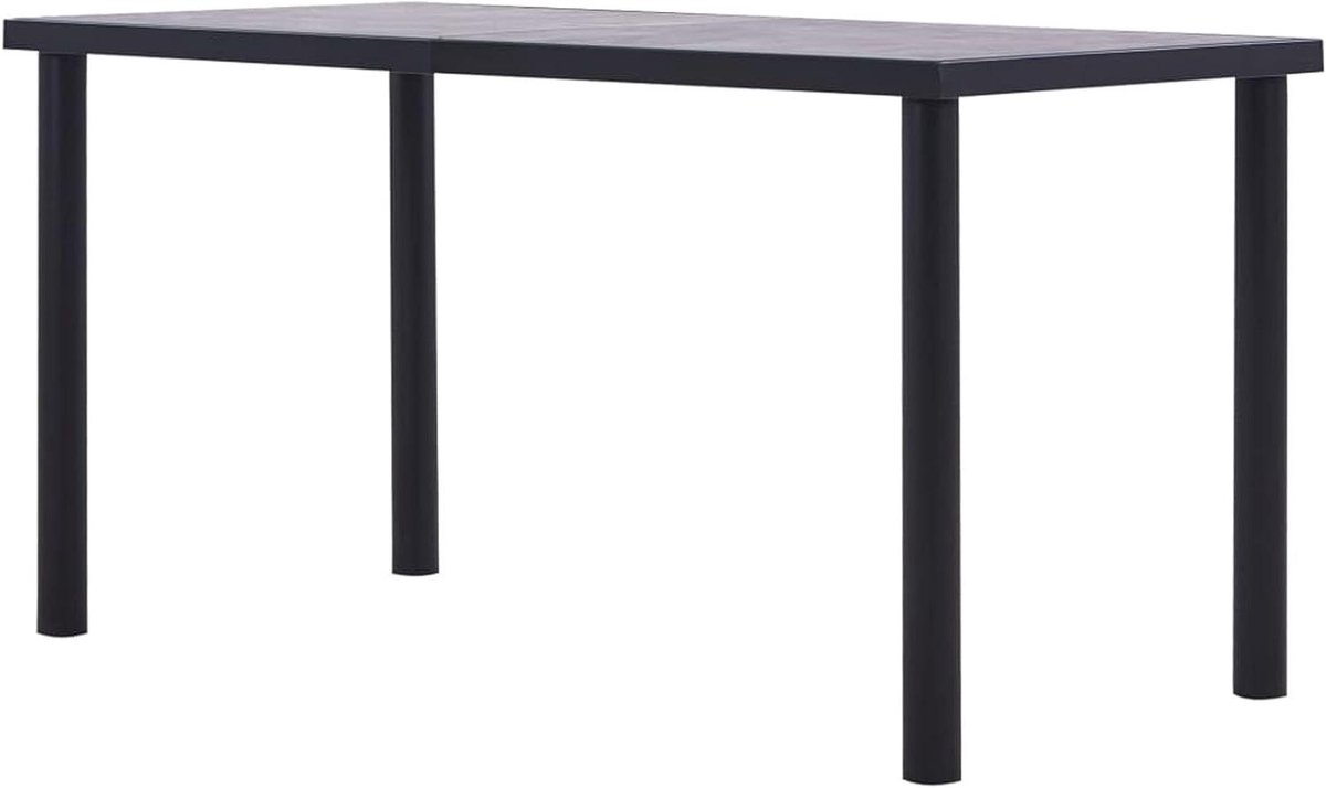 Eettafel - Tuinmeubel Tafel - Buiten Eten - Betonlook Tafelblad - 140 x 70 cm - Zwart Grijs