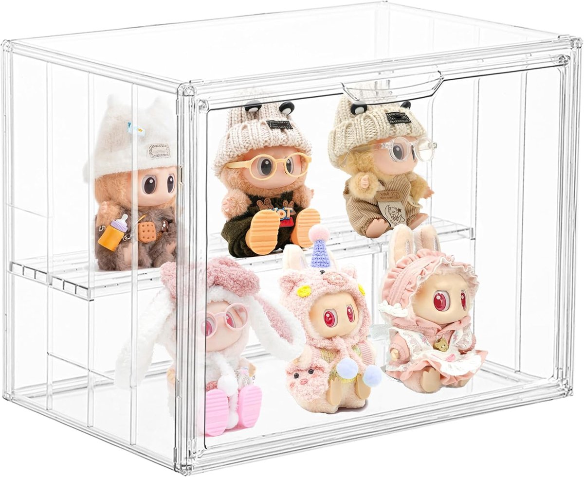 Acryl Vitrine - Transparante Displaydoos - Stapelbare Stofbestendige Vitrine - Driedelige Acryl Figurenvitrine - Met Magnetische Deur