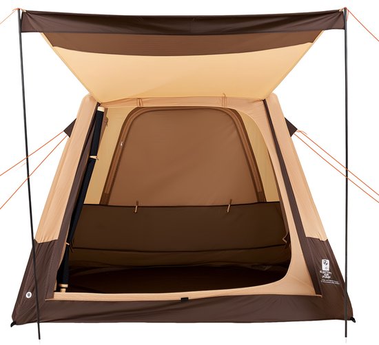 VEVOR 4-Persoons Campingtent, Opblaasbare Familietent met Oplaadbare Pomp, Tpu-Luchtslang en 5 Gaasramen, Cabinetent met Draagtas voor Gezinskamperen en Wandelen, Beige van Vevor — afbeelding 2