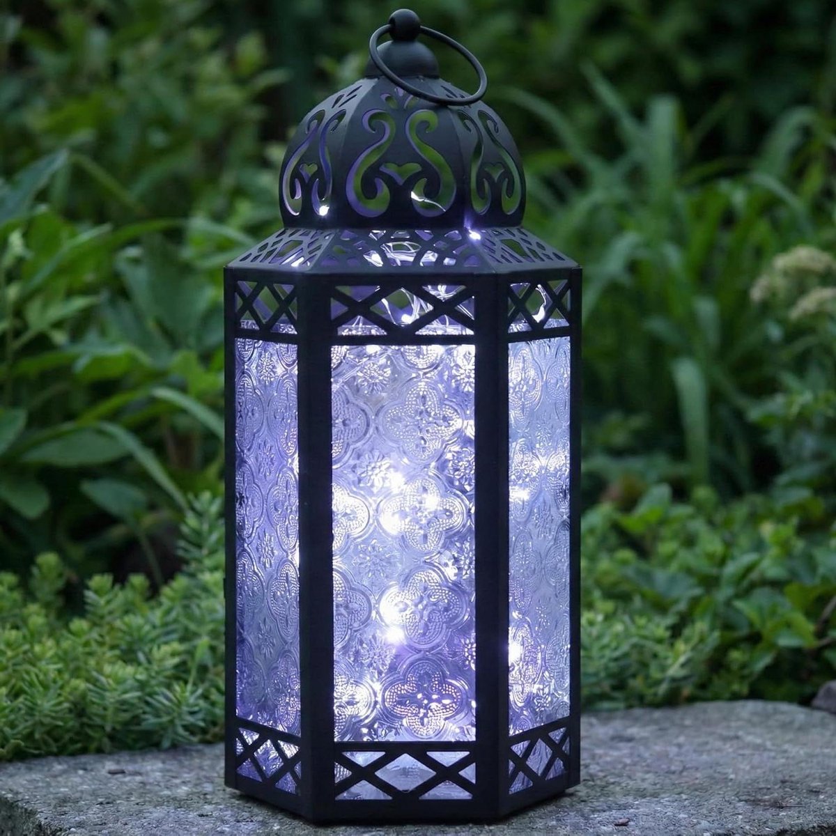 Marokkaanse Lantaarn - Decoratieve Lantaarn - Sfeerverlichting Buiten - Met Geïntegreerde Fairy Lights - 13.7 Inch Hoog - Helder