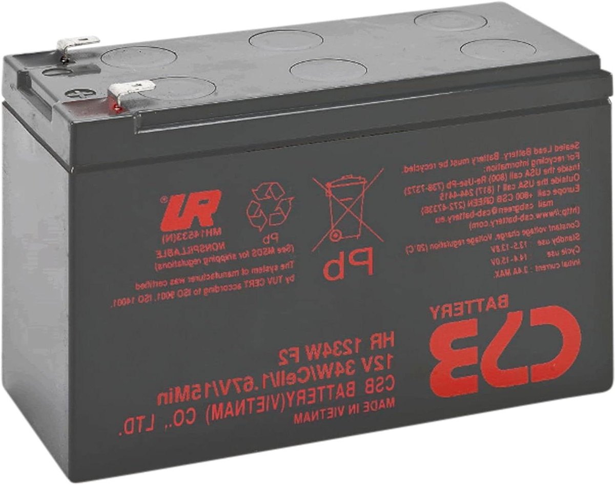 Looodgel Accu - Oplaadbare Batterij - Noodstroom Toepassingen - VRLA Technologie - 12V 9Ah - Zwart