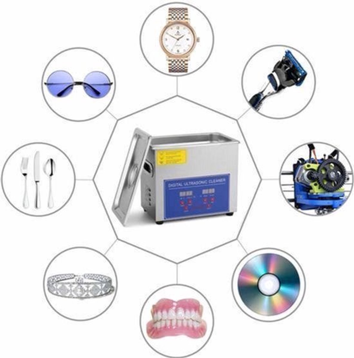Ultrasoon Reiniger - 3L - Ultrasoonbad - Reinigingsbad - Reinigingsbak - Ultrasone Reinigingsmachine - Ultrasoonbak - Ultrasonic Cleaner - beste Reinigings Trilbad - Sieraden bad Bak - Pedicure Badje - Brillen Apparaat