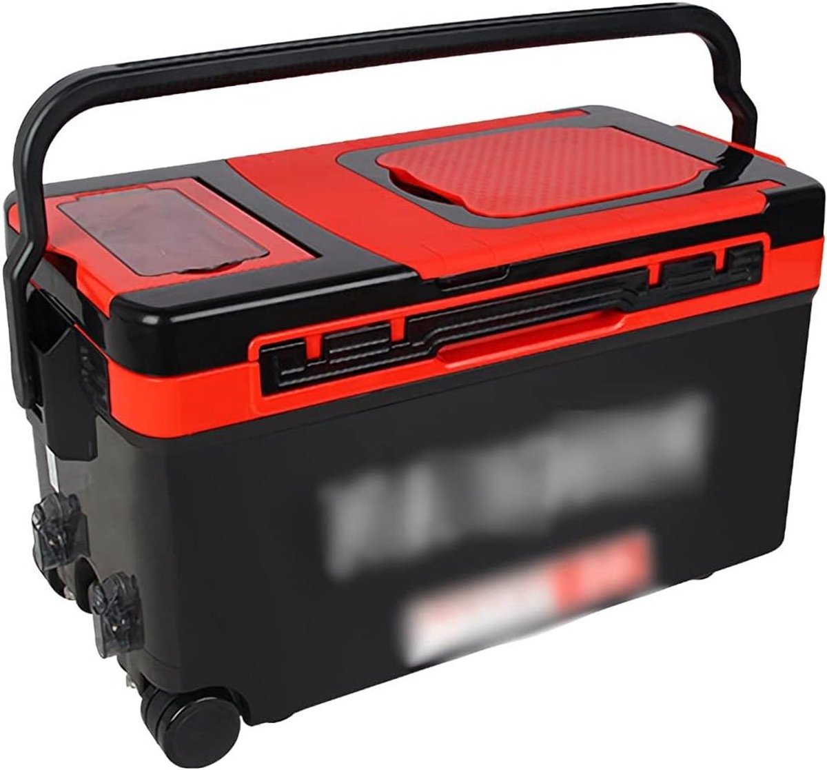 Visemmer met Stoel - Vissersdoos Koelbox - Buitenvissen Opslag - Opvouwbare Rugleuning - 40L 56x32x29cm - Zwart