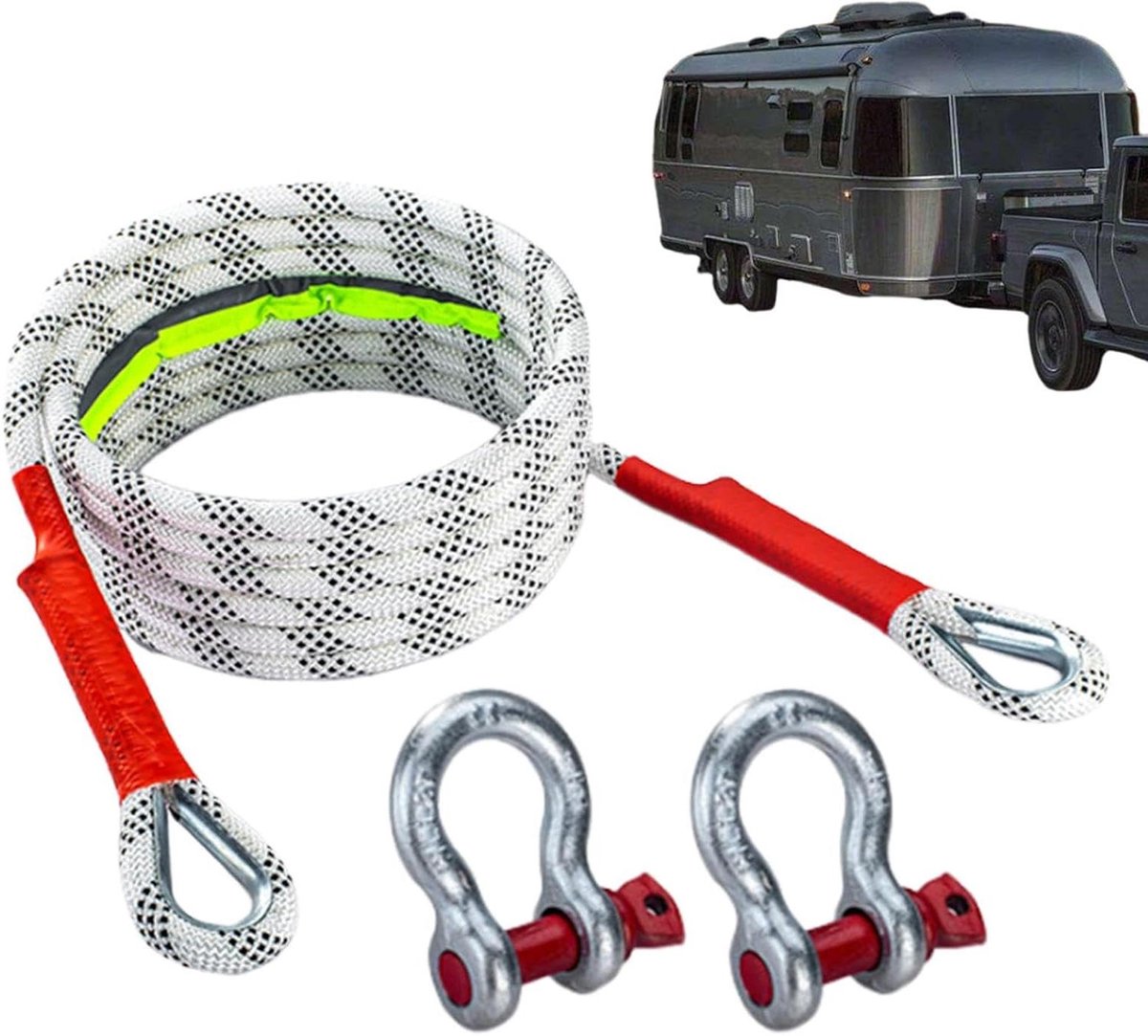 Krachtige Sleepgordel - Bergingskoorden Kinetisch Touw - Voertuigen Berging - Hoge Rek & Sterkte - 10 Ton 5 Meter - Zwart