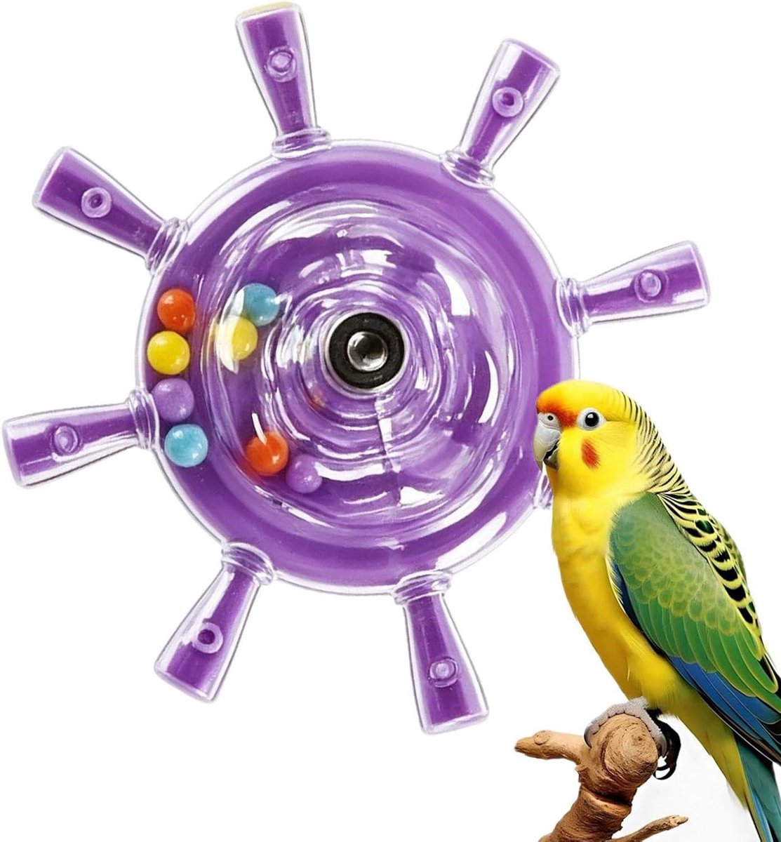 Vogel Speelgoed - Parkiet Wiel - Kooi Verrijking - Interactief Slijpvlak - 9.6 cm - Donkerpaars