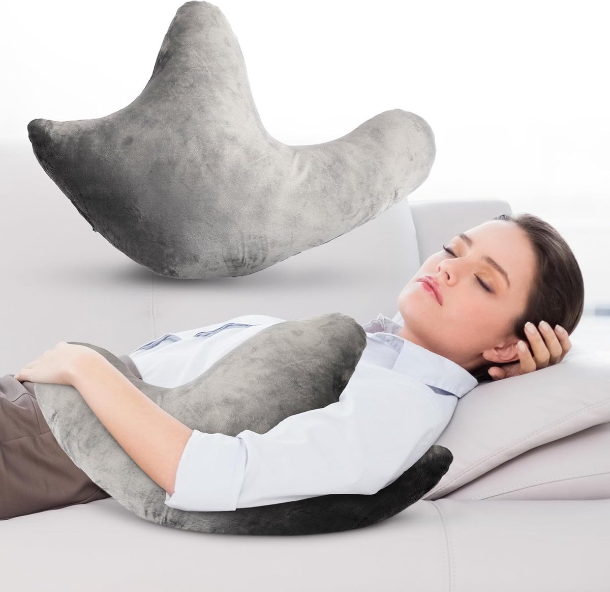 Grijs armsteunkussen voor zijligging – comfortabel armkussen – biedt slaapondersteuning – standaardmodel