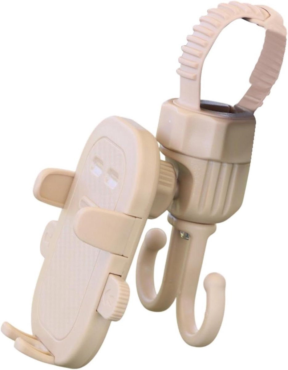 Kinderwagen Organizer - Telefoonhouder Haak - Onderweg Gemak - 2-in-1 Functie - Verstelbaar - Grijs
