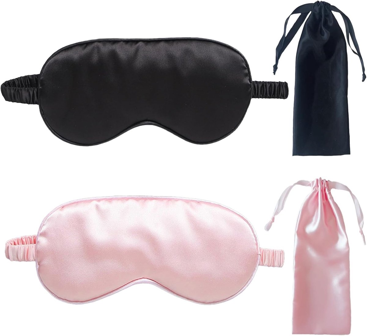 Set van 4 Slaapmaskers voor Vrouwen en Mannen, Zijden Oogmaskers, Ultra Zacht en Ademend, Perfect voor Reis en Ontspanning