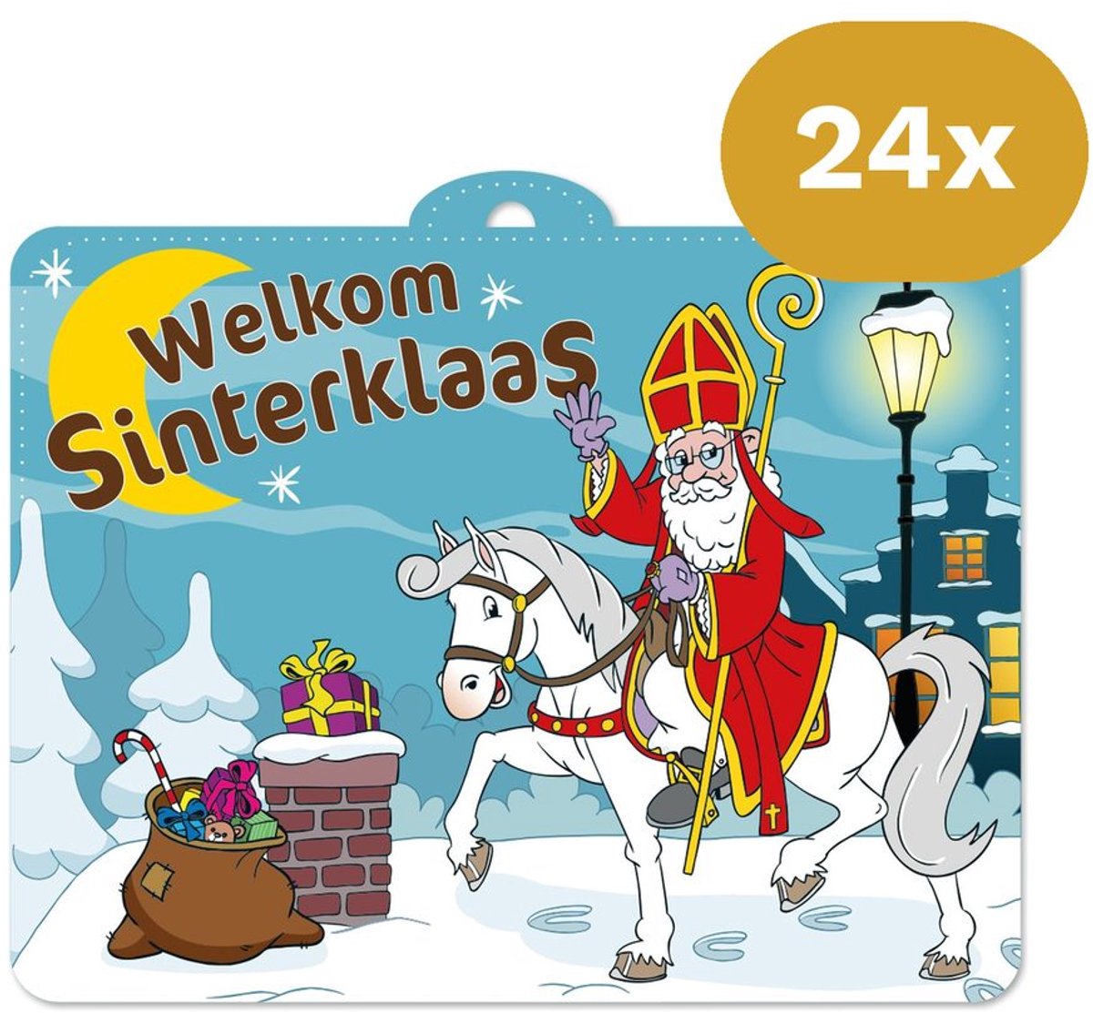 24x Sinterklaas Feestschild 30 x 40cm - Welkom Sinterklaas Deurbord - Gevel & Raam Decoratie