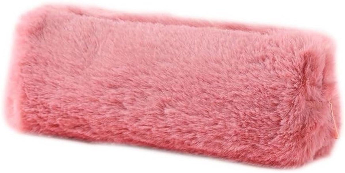 Zachte en Comfortabele Pluche Pennenzak voor Meisjes - Kleine Draagbare Schoolbenodigdheden en Cosmetica Organizer in Rood en Roze