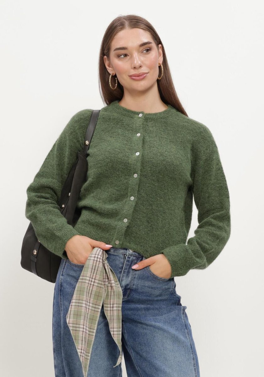 Object Objagate L/s Re Knit Cardigan Noos Truien & vesten Dames - Sweater - Hoodie - Vest- Groen - Maat S