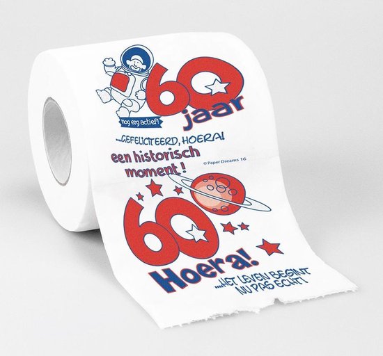 Stereotype meten barst Cadeau toiletpapier/wc-papier rol 60 jaar - 60e verjaardag -  Verjaardagscadeau -... | bol.com