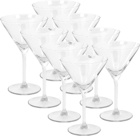 8x Cocktailglazen/martiniglazen 260 ml van glas - 26 cl - Keukenbenodigdheden - Bar/cafebenodigdheden - Glazen - Martiniglazen - Cocktailglazen