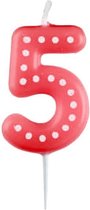Amscan Cijferkaars 5 Wax 6,5 Cm Rood