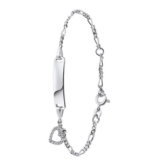 Lucardi - Meisjes - Armbandje met hanger met plating - Hart - Zirkonia - Cadeau - Echt Zilver